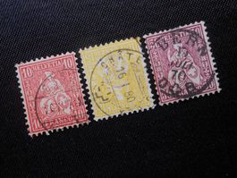 CH ZNr. 38/39/43  sitz. Helvetia  1867  Z CHF 136
