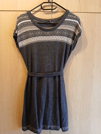 Robe H&M grise avec motifs, avec ceinture, taille S