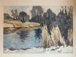 Aquarell Fred Schaffner 1990 38x57cm Nordbrücke