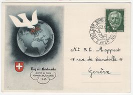 Postkarte-Tag der Briefmarke 1945 Bern - Genève