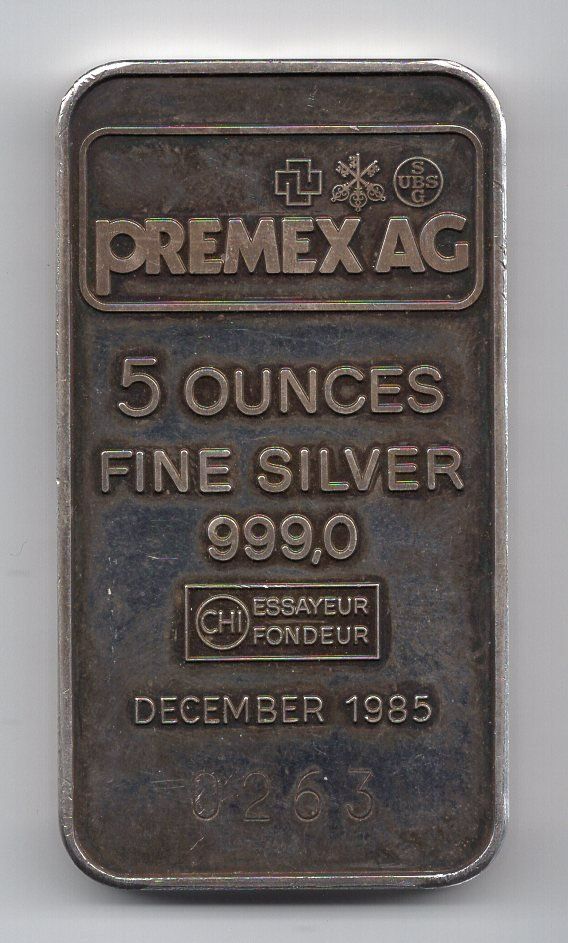 Edelmetalle: (504) 5 Unzen Silberbarren, Premex – Gebraucht aus Rüthi (Rheintal) von erdnuessli1