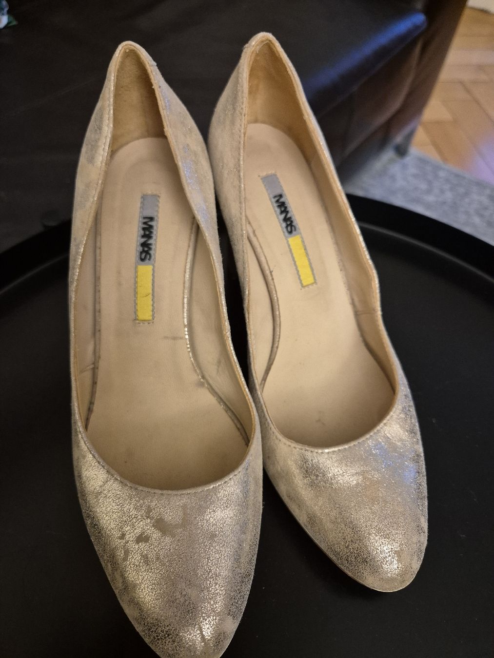 Damenschuhe: Escarpins dorés beige t. 38 manas – Gebraucht aus Genève von elo_t28p 1