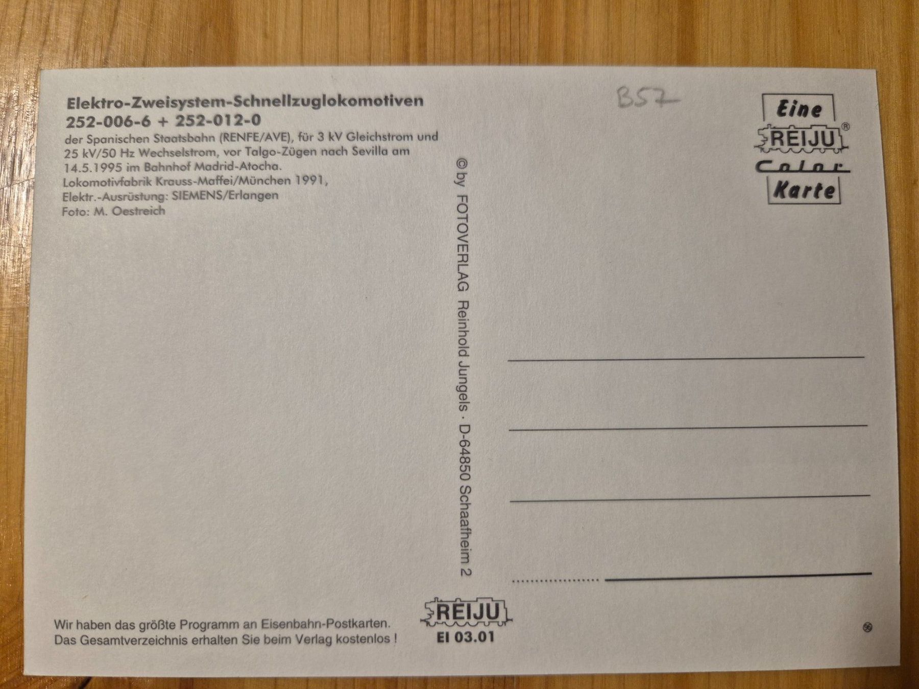 Cartoline postali: Espagne - RENFE/AVE locomotives 252-006-6 & 252-012-0 – Nuovo (secondo la descrizione) da St-Léonard venduto da thipif 1