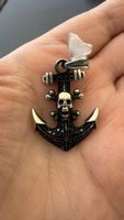 Silberanhänger als Anker, Totenkopf, mit Zirkonia