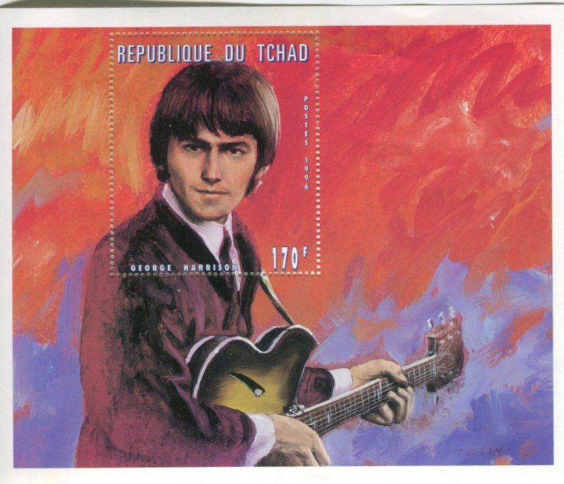 Tutti i francobolli: Block "The Beatles. George Harrison". Tschad – Usato da Basel venduto da Butsch5