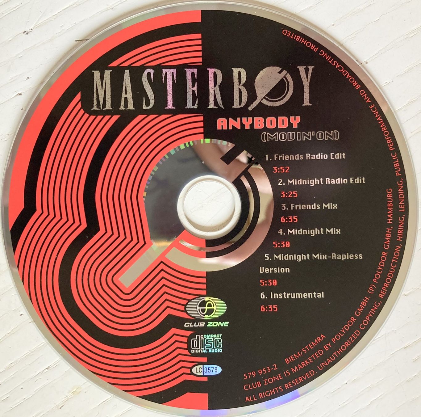CD: MASTERBOY - ANYBODY (MOVIN' ON) – Usato da Bottens venduto da hotter-than-hell 2