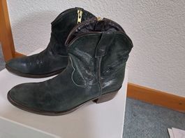Bequeme olive Leder-Stiefeletten, NP 449.-, Gr. 38,5