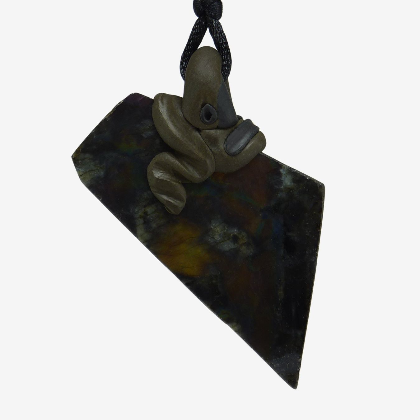 Mineralien & Heilsteine: Spektrolith Steinanhänger mit eingefasstem Pyrit – Neu und originalverpackt aus Meilen von Kaleidoskopia 2