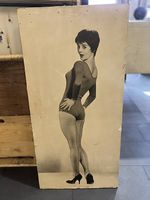 50er/60er Jahre Pin-Up Werbung auf Holz  Vintage Deko