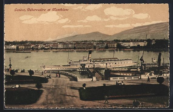 Cartoline postali: AK Genève, Débarcadère et Montblanc – Usato da Berlin venduto da bartko-reher