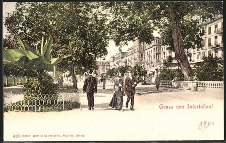 Cartoline postali: Gruss von Interlaken!, um 1900 – Usato da Frauenfeld venduto da POML