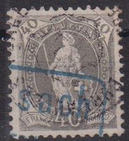 TOLL:  Stehende Helvetia 40 Rp, 69A Blauer Kastenstempel