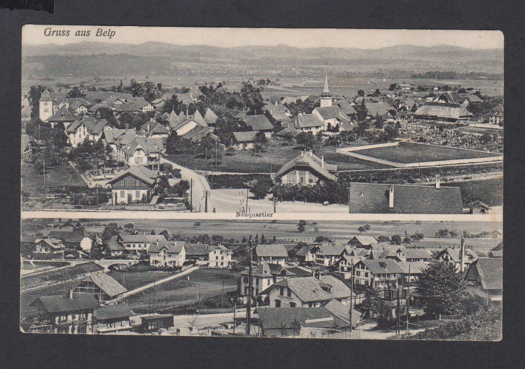 Cartoline postali: Belp  BE   :  alte 2-Bild - Ansichtskarte, Bahnstempel 1912 – Usato da Vitznau venduto da Ropaku
