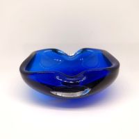 Vintage Murano Aschenbecher - Glas blau mit Murano Aufkleber