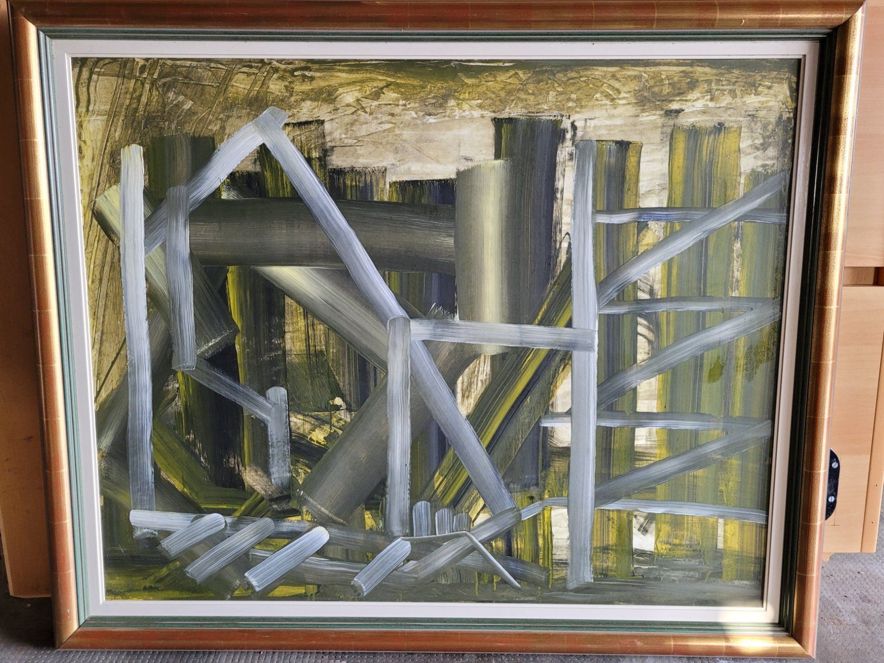 Dipinti: Tableau abstrait unique, signé au dos R. Blaise, 1991 – Usato da Bevaix venduto da pac_7gyt