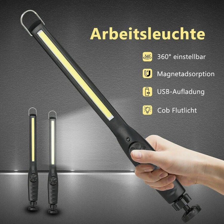 akku lampe magnet LED KFZ Arbeitsleuchte Akku lampe Magnet Werkstatt Stablampe (Neu