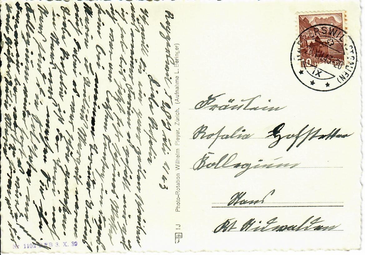 Cartoline postali: Rapperswil  1943 – Usato da Hochdorf venduto da Ziegel-16 1