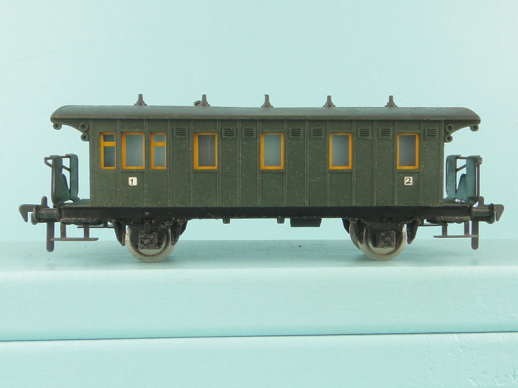 Fleischmann Modellini di ferrovie: Fleischmann 2 X Länedrbahn- Wagen – Usato da Bülach venduto da cann11 2