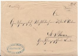 BoM Amtsbrief Immensee - St. Blasien 1865, seltene Stempel