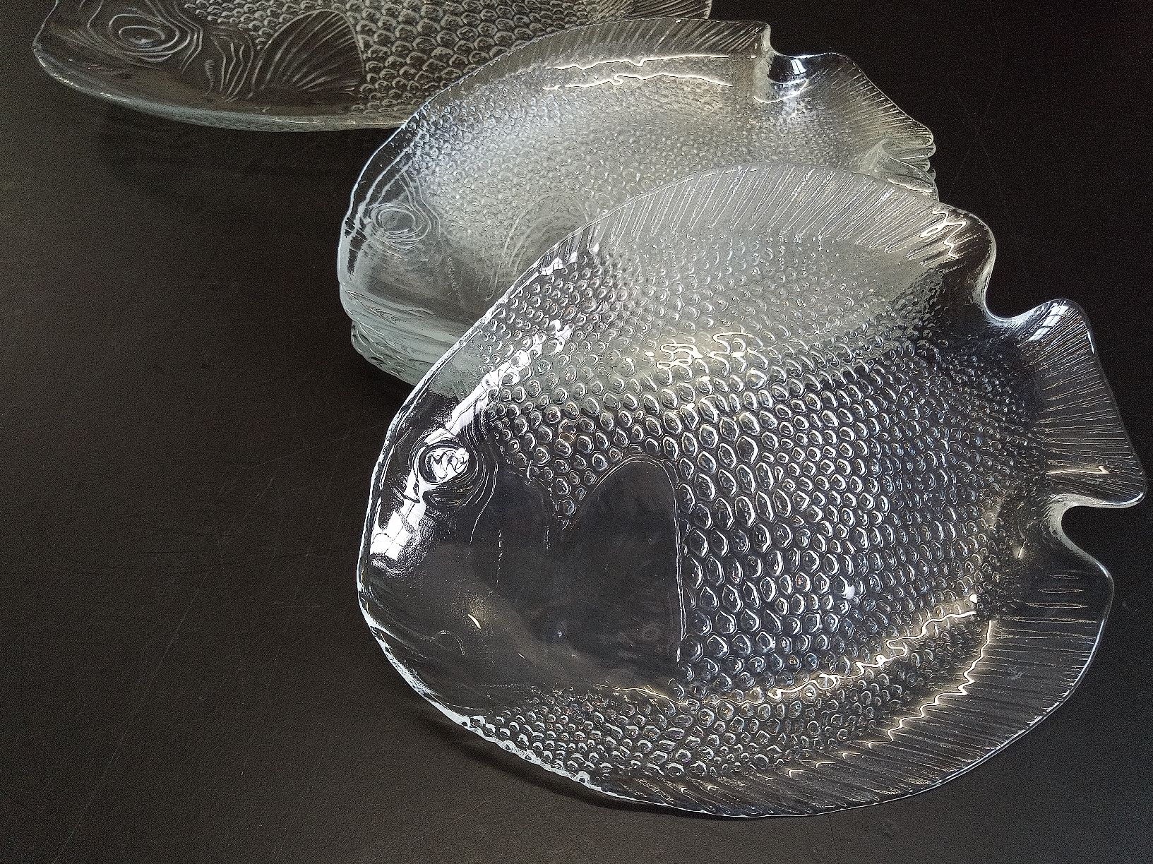 Teller: 7x Fischteller und grosse Platte aus Glas – Gebraucht aus Reiden von Zofi-Brocki