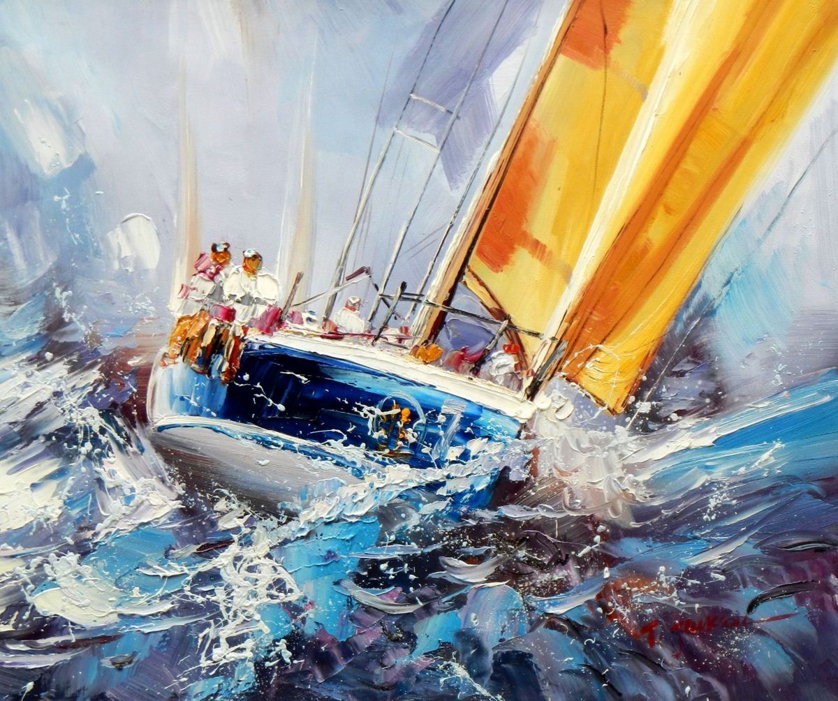 Riproduzioni & Creazioni: Modern Art - Segelregatta vor Helgoland – Nuovo (secondo la descrizione) da Larnaca venduto da KunstDepot24