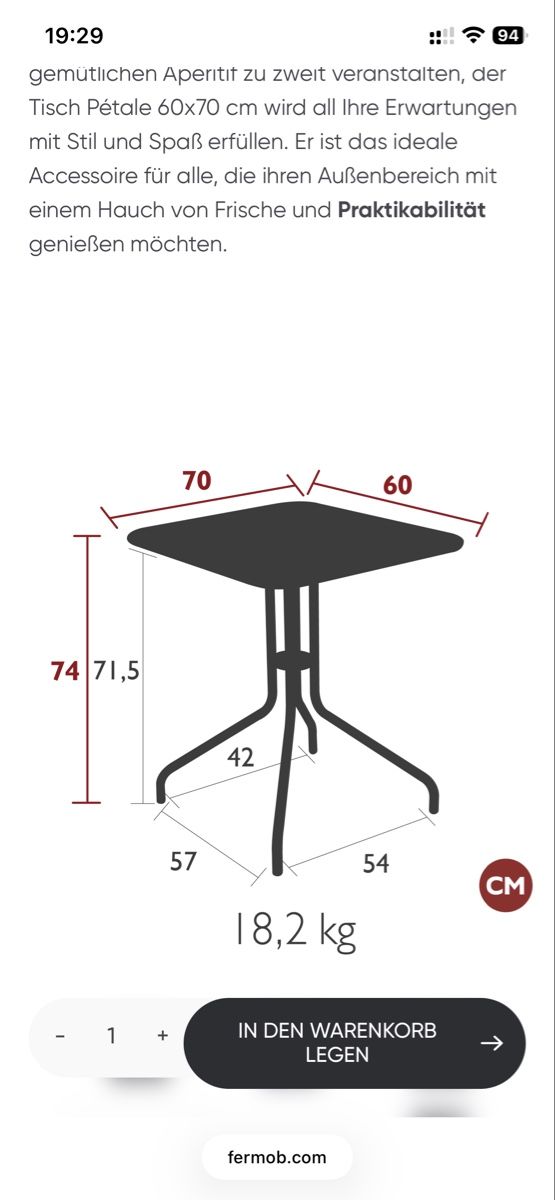 Fermob Tavoli: Sommer Gartentisch Fermob, klappbar, anthrazit – Usato da Wettingen venduto da Armonia03 3