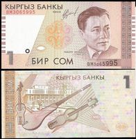 KIRGISISTAN - KYRGYZSTAN - 1 SOM 1999 - PRAEFIXBANKNOTE UNZ.