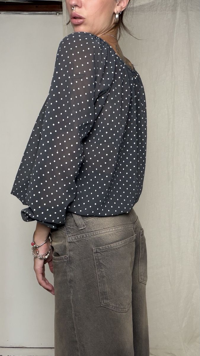 Chemisiers: Blouse TODAY polka dot grey size M – D'occasion à Knonau par Grapesvintage 2
