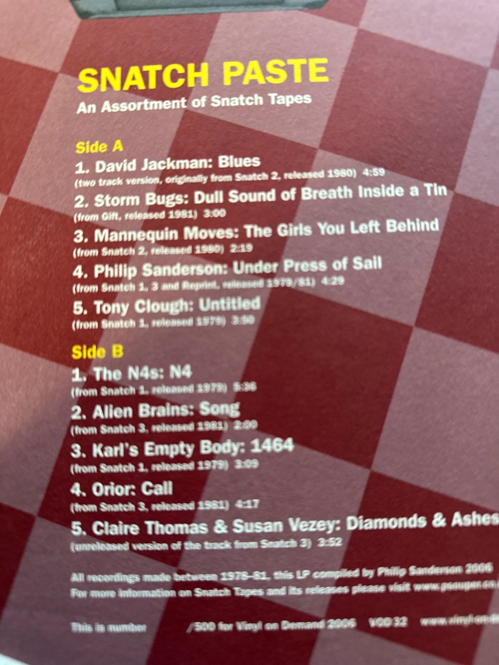 Dischi in vinile: SNATCH TAPES LP VARIOUS - MUSIQUE INDUSTRIELLE - VOD – Nuovo (secondo la descrizione) da Sion venduto da jaipur1401 2