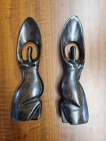 Vintage Skulpturen Frauen Paar Ebenholz Afrika, H 29/30 cm