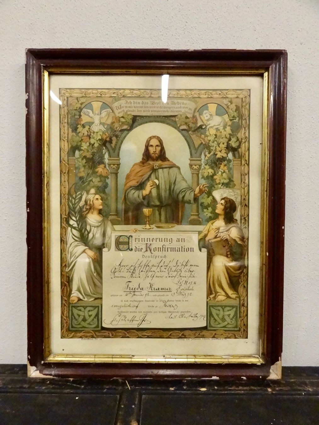 Foto & Immagini: Erinnerung an Konfirmation 1907 Konfirmationsbild Joh. 6.35 – Usato da Kerzers venduto da zimmergruen