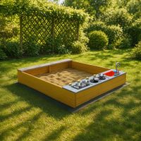 Sandkasten KÜCHE mit Spielküchenzeile - Natur - 125x135x20cm