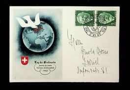SUISSE  CARTE JOURNÉE DU TIMBRE BERN 2.XII.45 /U284