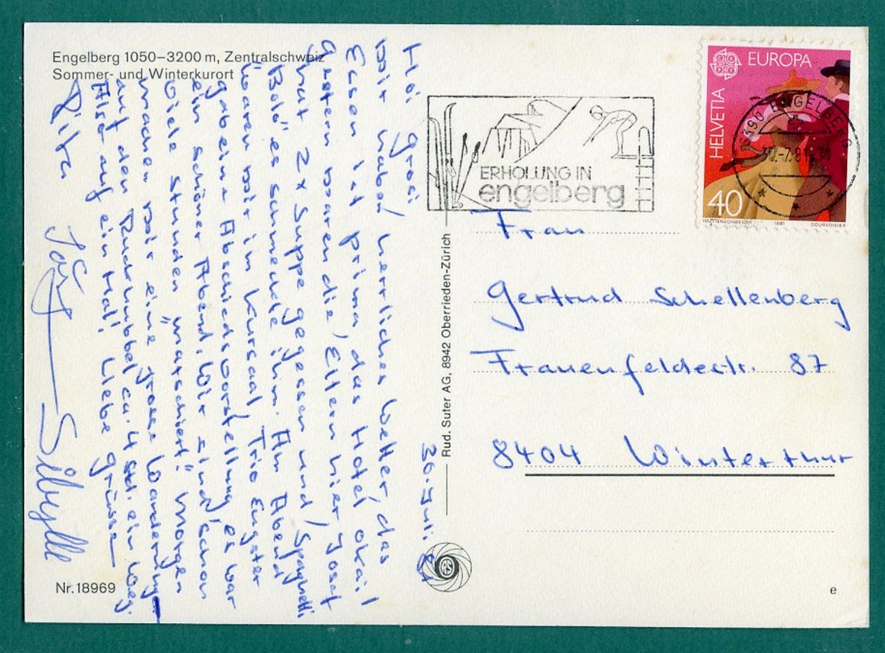 Ansichtskarten: Engelberg, 6 Ansichten, 1981, gelaufen, Grossformat – Gebraucht aus Sargans von Hausi1951 1