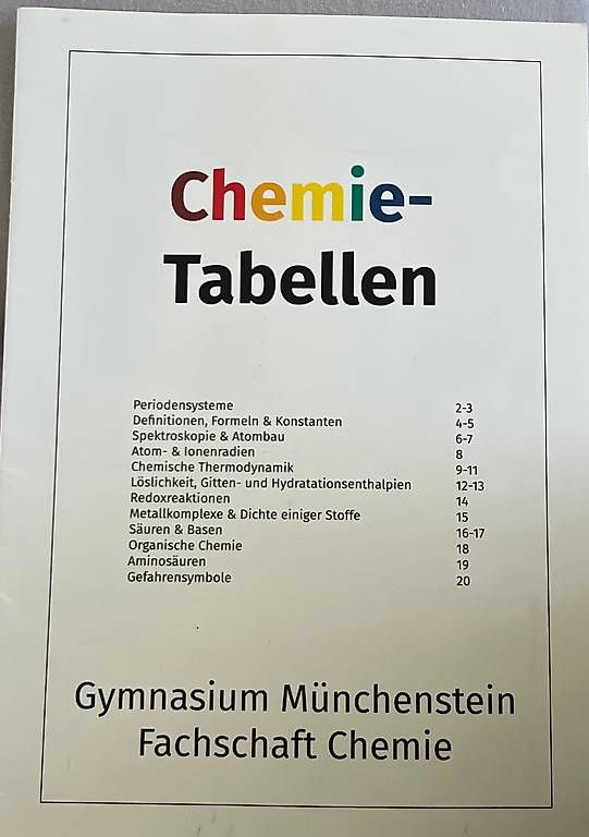 Bücher: Chemie Tabellen – Gebraucht aus Reinach BL von asi_ffz5