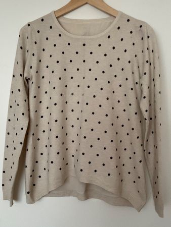 Kaschmir Wolle Seide Pullover Gr S ecrue / schwarz