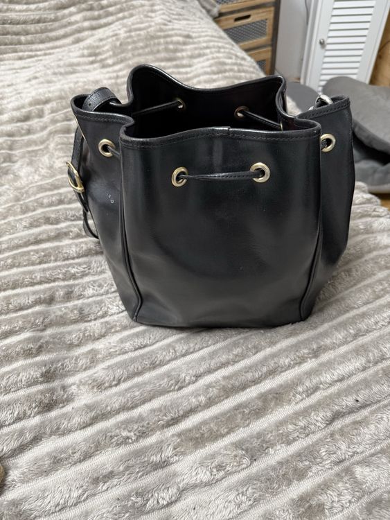 LANCASTER Sac Seau Polaire Noir - Petit Sac à Lacet Avec Cuir De Vachette, Pratique Et Élégant