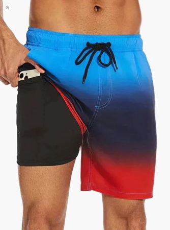 Shorts de bain dégradé rouge bleu noir homme taille S neuf