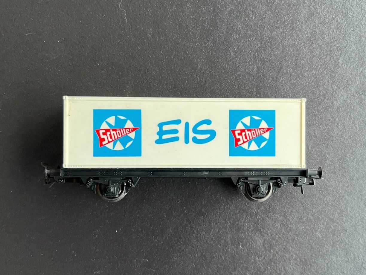 Roco Modellini di ferrovie: Roco wagon plat avec container Eis – Usato da SION venduto da Patrick1950