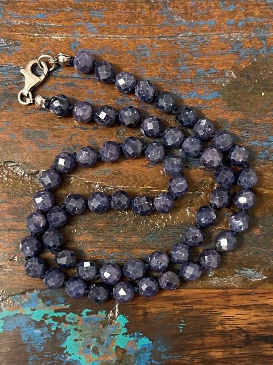 Tansanit Kette Silber 925 Facettiert Rondelle Mit Nachweis (Neu (gemäss