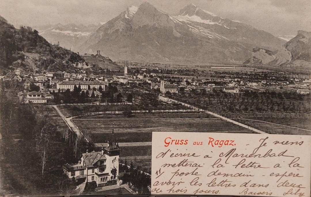 Cartoline postali: RAGAZ - Gruss aus Ragaz - 1903 – Usato da Delémont venduto da Domdom1