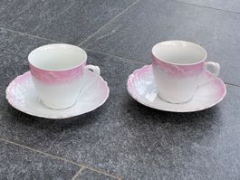 2 Jugendstil Teetassen rosa Porzellan, Artdeco 20er Tasse