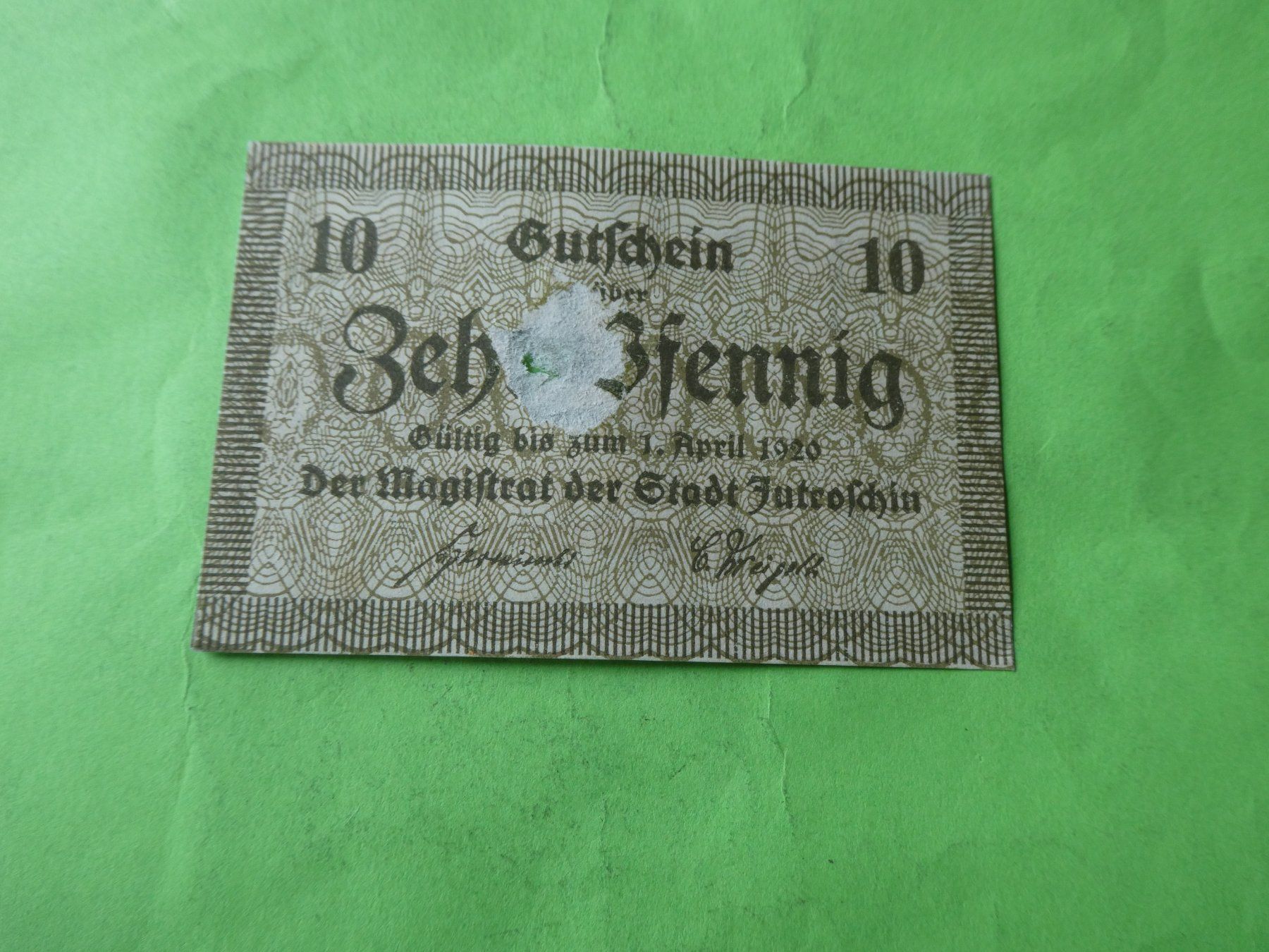 Banconote: Dt. Reich, Jutroschin - Notgeld – Usato da Hinterforst venduto da Rohusri