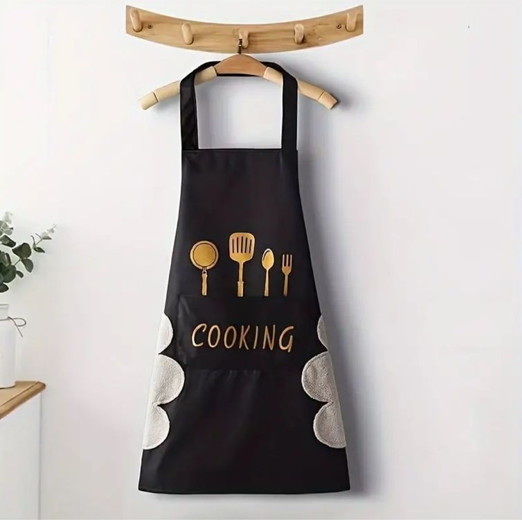 Funny Guy Mugs 'Kiss The Cook' Schürze - Schwarz, Verstellbar, Mit 2 Taschen - Lustige Küchenschürze Fürs Grillen & Kochen
