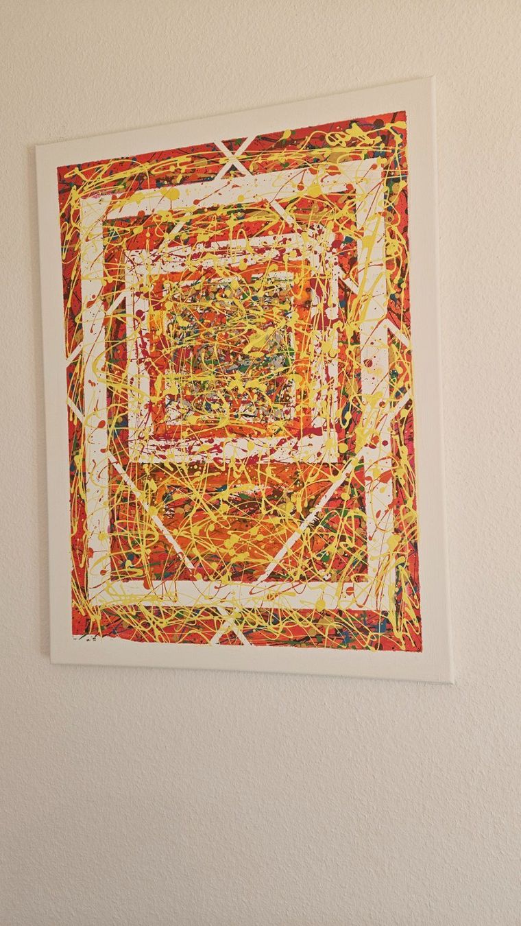 Gemälde: Tableau abstrait unique - Orange, jaune et blanc - Neuf – Neu (gemäss Beschreibung) aus Le Locle von fab_c9hh 1