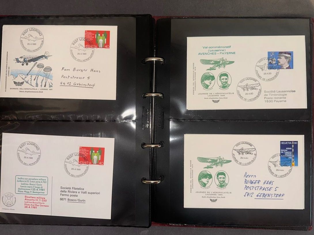 Alle Briefmarken: Flugbriefe Album Schweiz Luftpost Airmail – Gebraucht aus Stettfurt von 2442