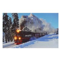 LED Bild 60 x 40 cm Dampflok im Schnee