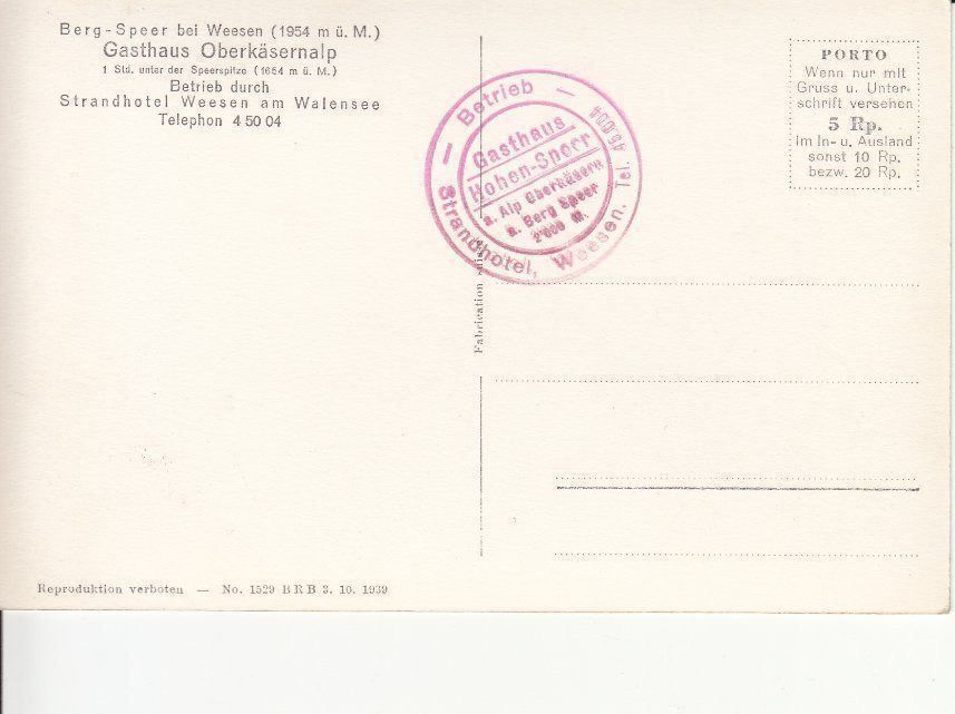 Ansichtskarten: Speer, ca. 1950 – Gebraucht aus Bürglen TG von StampGraf 1