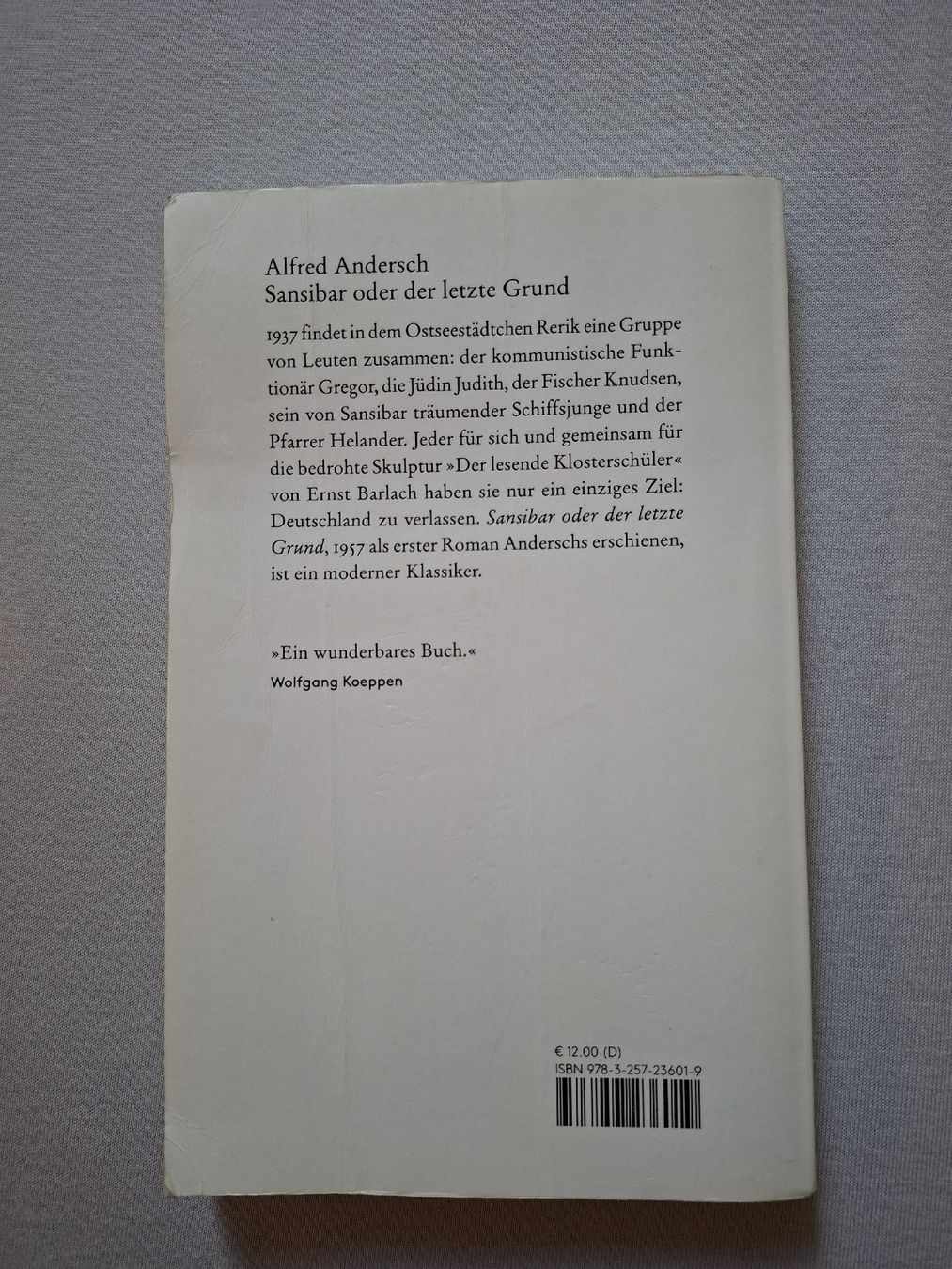 Libri: Alfred Andersch: Sansibar oder der letzte Grund, Roman  – Usato da Nürensdorf venduto da bla_h6jn 1