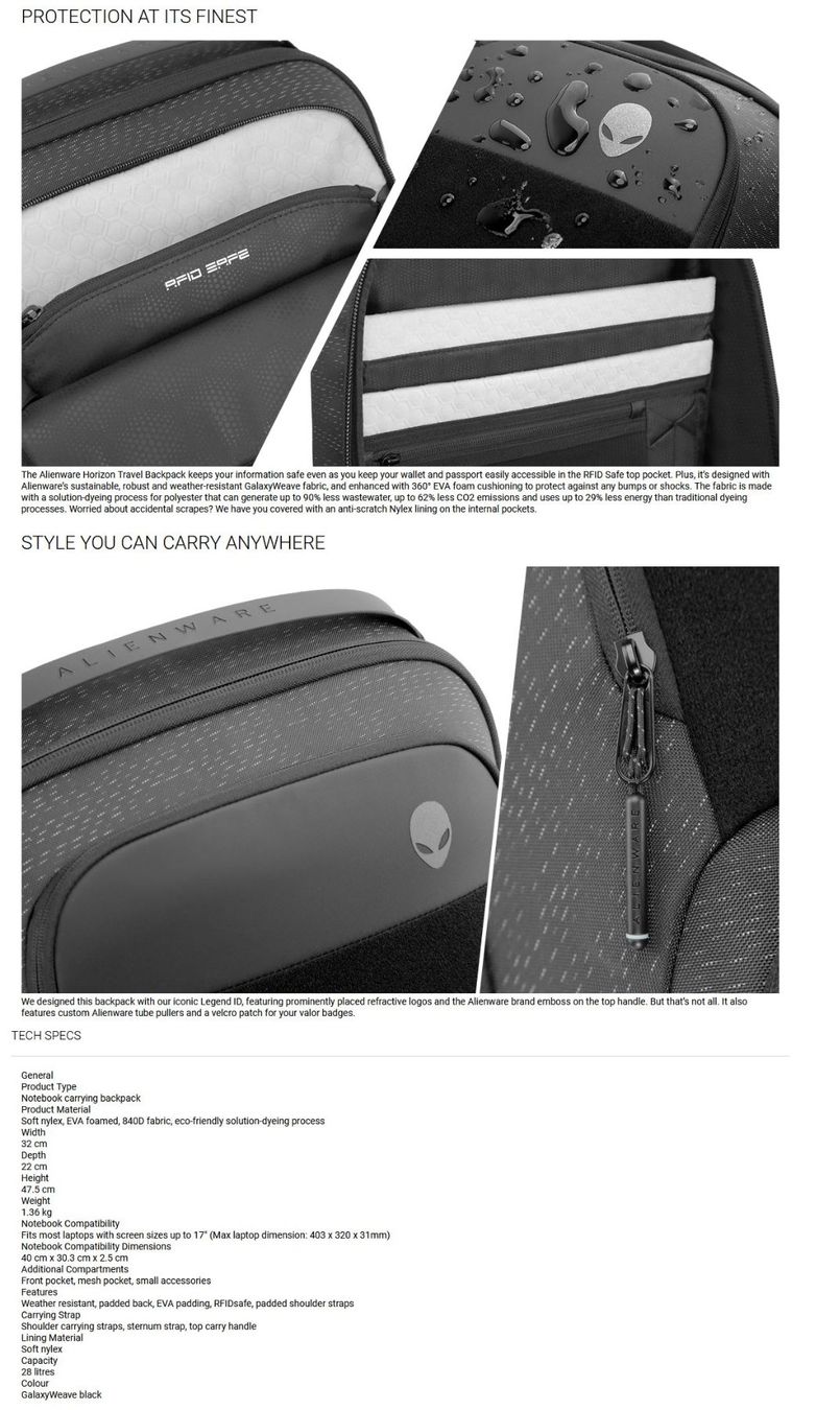 Alienware Rucksäcke: Alienware Horizon Utility Backpack Gaming Rucksack – Neu und originalverpackt aus Wettingen von  7
